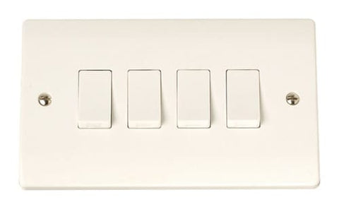 Curva White Range 10A 4 Gang 2 Way Switch