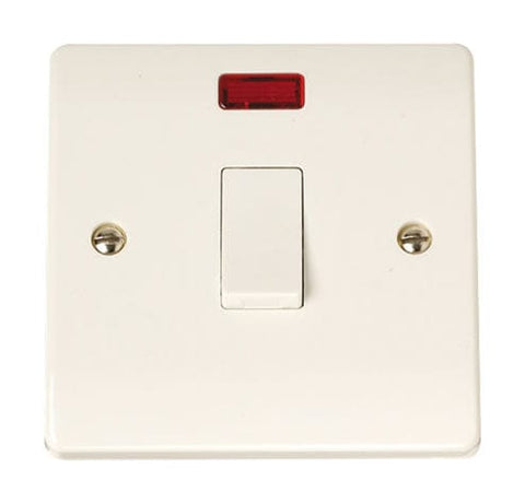 Curva White Range 20A DP Switch With Neon
