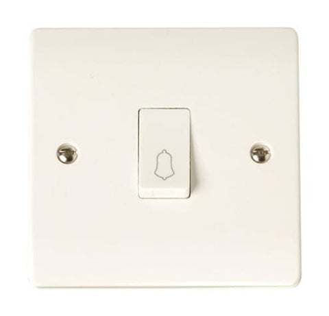 Curva White Range 10A 1 Gang 2 Way Retractive Switch ‘bell’
