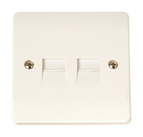 Curva White Range Twin Telephone Socket - Master