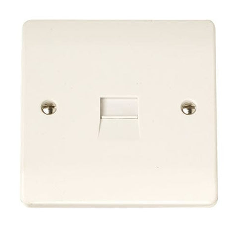 Curva White Range Single Telephone Socket - Secondary