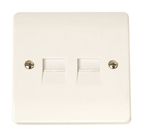 Curva White Range Twin Telephone Socket - Secondary