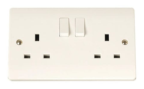 Curva White Range 13A 2 Gang Switched Socket