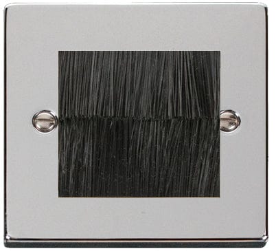 Polished Chrome Brush Outlet Plate - Black Brush - SE Home