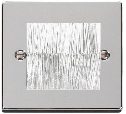 Polished Chrome Brush Outlet Plate - White Brush - SE Home