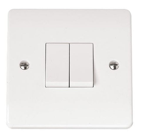 White 10AX 2 Gang 2 Way Plate Switch - SE Home