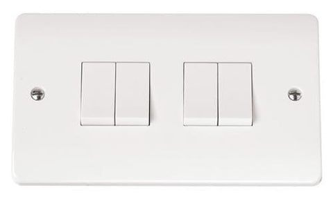 White 10AX 4 Gang 2 Way Plate Switch - SE Home