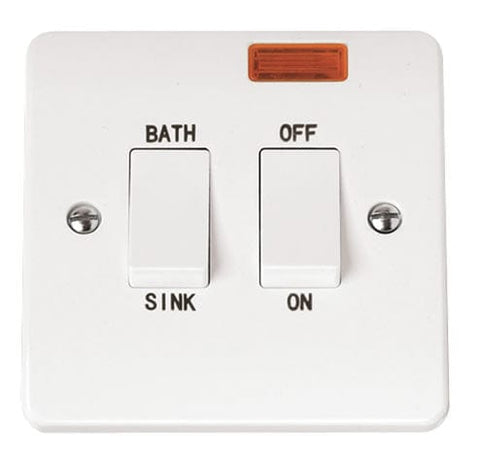 White 20A DP Sink Bath Switch With Neon - SE Home