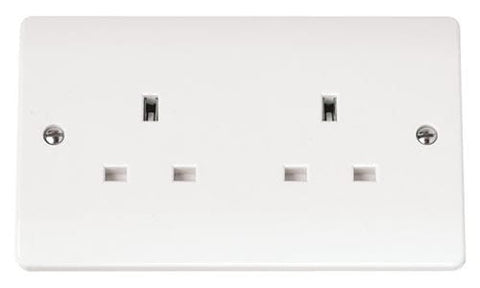 White Electrical Sockets and Switches White 13A 2 Gang Socket Outlet