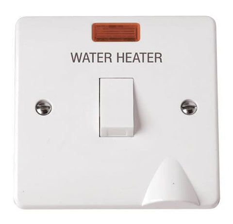 White 20A DP Switch With Neon ‘water Heater’ - SE Home