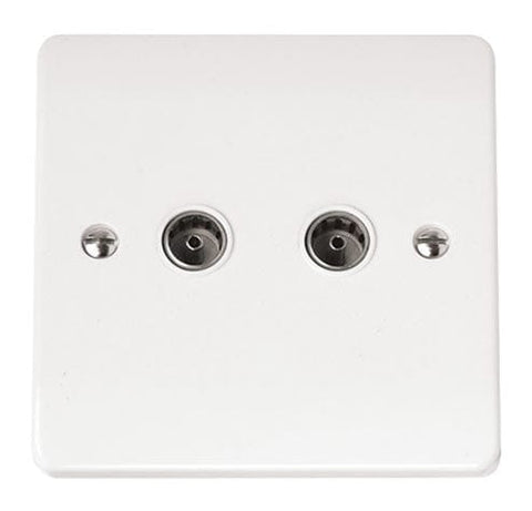 White Twin Coaxial Socket Outlet - SE Home
