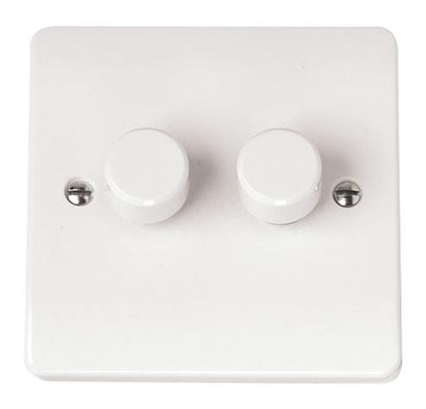 White 2 Gang 2 Way 250va Dimmer Switch - SE Home