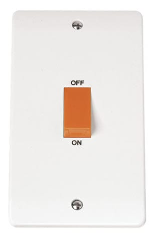 White 45A 2 Gang Single Cooker Switch - SE Home