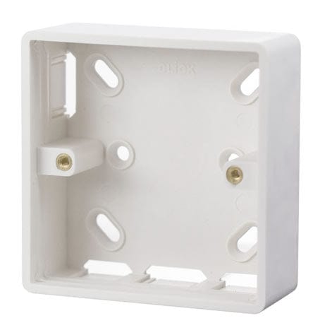 White 1 Gang 29mm Deep Pvc Pattress Box - Trunking - SE Home