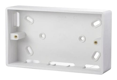 White 2 Gang 29mm Deep Pvc Pattress Box - Trunking - SE Home