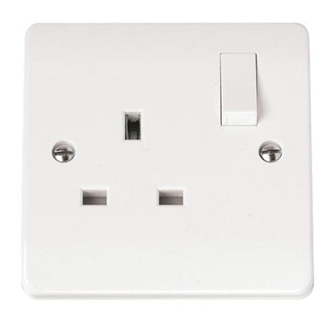 White 13A 1 Gang Socket Outlet DP Switched (twin Earth Terminals) - SE Home