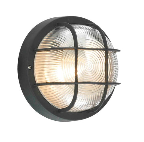 Black Polycarbonate & Glass Zinc Mars Outdoor Bulkhead Light - IP44 - SE Home