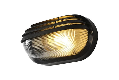 Outdoor Lighting Black Coast Puck Polycarbonate E27 Bulkhead Light with Eyelid -  IP44