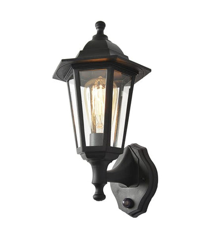 Black Coast Bianca Polycarbonate E27 Lantern with PIR - IP44 - SE Home