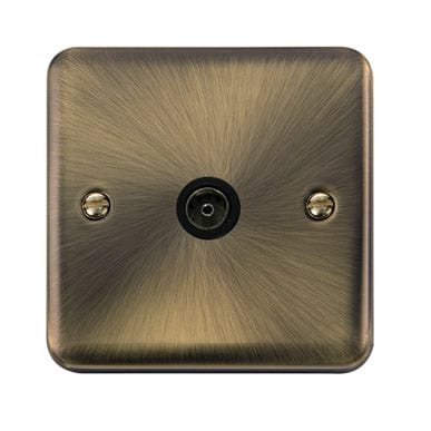 Curved Antique Brass Curved Antique Brass Single Coaxial Outlet - Black Trim