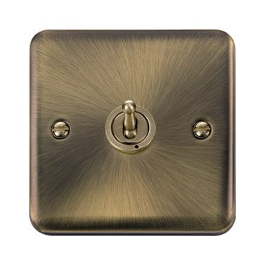 Curved Antique Brass 10AX 1 Gang 2 Way Toggle Light Switch - SE Home