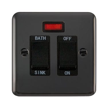Curved Black Nickel 20A DP Sink/Bath Switch With Neon - Black Trim