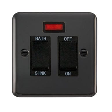 Curved Black Nickel 20A DP Sink/Bath Switch With Neon - Black Trim - SE Home