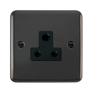Curved Black Nickel 5A Round Pin Socket - Black Trim - SE Home