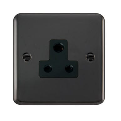 Curved Black Nickel 5A Round Pin Socket - Black Trim