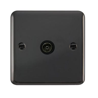 Curved Black Nickel Single Coaxial Outlet - Black Trim
