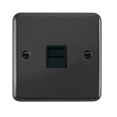 Curved Black Nickel Single Telephone Outlet - Secondary - Black Trim