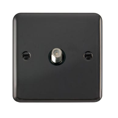 Curved Black Nickel Non-Isolated Single Satellite Outlet - Black Trim