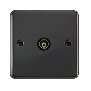 Curved Black Nickel Single Isolated Coaxial Outlet - Black Trim