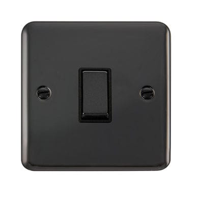 Curved Black Nickel 10AX Ingot 1 Gang 2 Way Light Switch - Black Trim