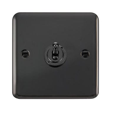 Curved Black Nickel 10AX 1 Gang 2 Way Toggle Light Switch - Black Trim