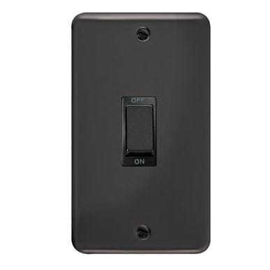 Curved Black Nickel 45A Ingot 2 Gang DP Switch - Black Trim