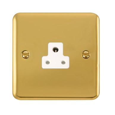 Curved Polished Brass 2A Round Pin Socket - White Trim - SE Home