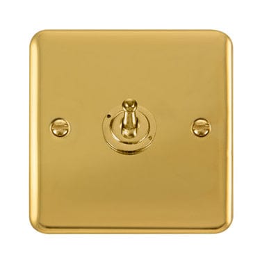 Curved Polished Brass 10AX 1 Gang 2 Way Toggle Light Switch - SE Home