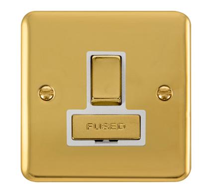 Curved Polished Brass 13A Fused Ingot Connection Unit Switched - White Trim - SE Home