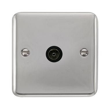 Curved Polished Chrome Single Coaxial Outlet - Black Trim - SE Home