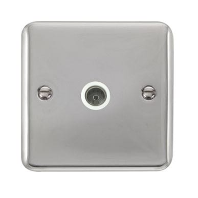Curved Polished Chrome Single Coaxial Outlet - White Trim - SE Home