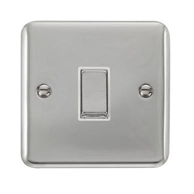 Curved Polished Chrome 10AX Ingot 1 Gang Intermediate Plate Switch - White Trim