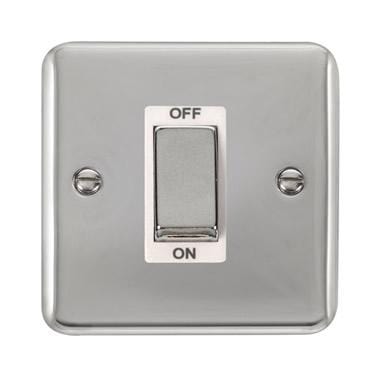 Curved Polished Chrome 45A Ingot 1 Gang DP Switch - White Trim - SE Home