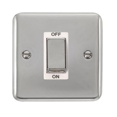 Curved Polished Chrome 45A Ingot 1 Gang DP Switch - White Trim