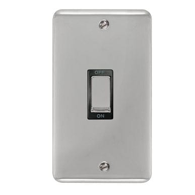Curved Polished Chrome 45A Ingot 2 Gang DP Switch - Black Trim - SE Home