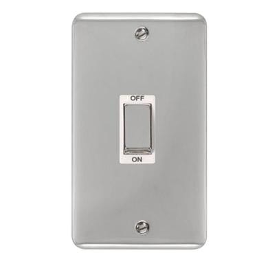 Curved Polished Chrome 45A Ingot 2 Gang DP Switch - White Trim