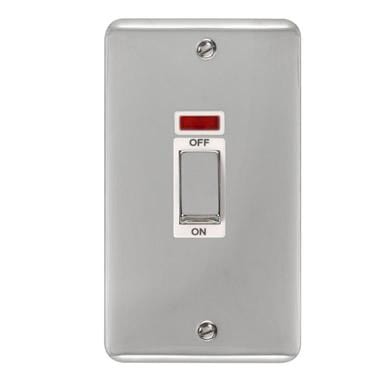 Curved Polished Chrome 45A Ingot 2 Gang DP Switch With Neon - White Trim - SE Home