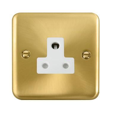 Curved Satin Brass 5A Round Pin Socket - White Trim - SE Home