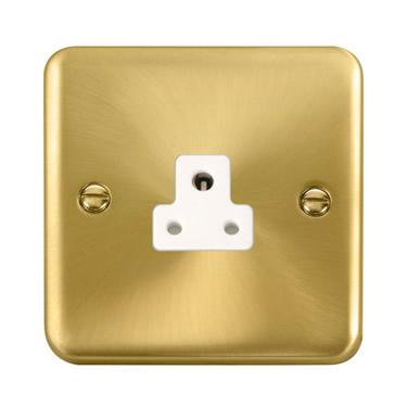Curved Satin Brass 2A Round Pin Socket - White Trim - SE Home