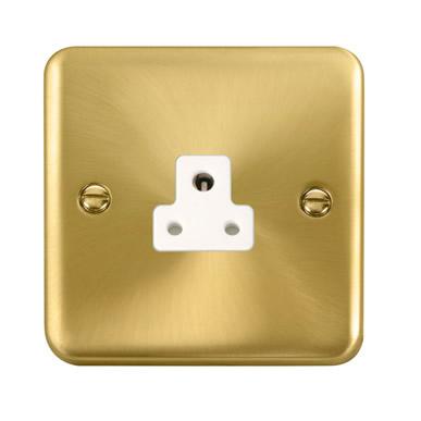 Curved Satin Brass 2A Round Pin Socket - White Trim